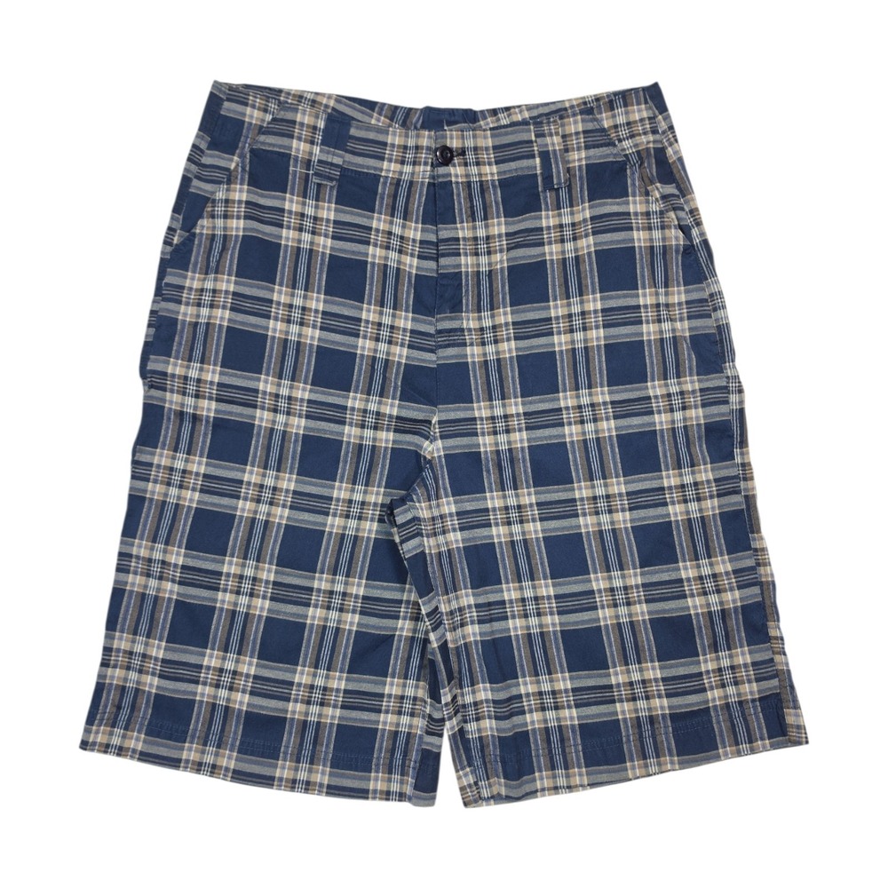 Bugle Boy Blue Plaid Long Shorts Men's Measures 38x12.5‎